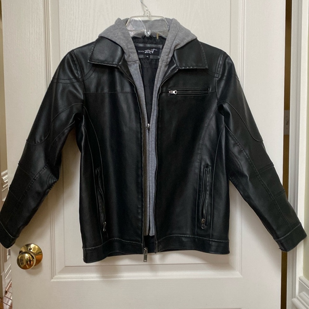 Big boy faux leather jacket with removable hoodie